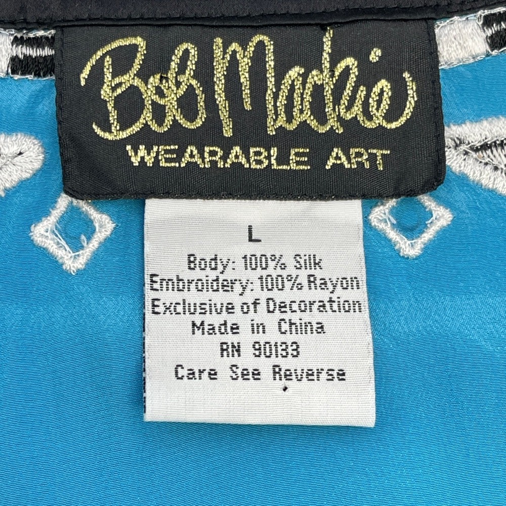 Vintage Bob Mackie Silk Tunic Top Women Large Embroidered Boho Global Artsy Chic - Picture 8 of 12